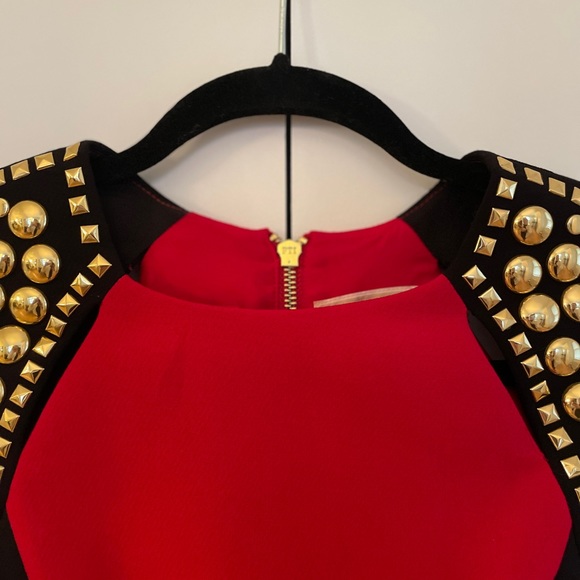 Michael Kors Red and Black Dress with Gold Stud Hardware - Picture 5 of 10